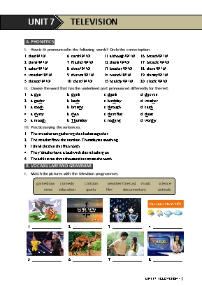 Bài tập Tiếng Anh 6 thí điểm - Unit 7 Television - Mai Lan Hương